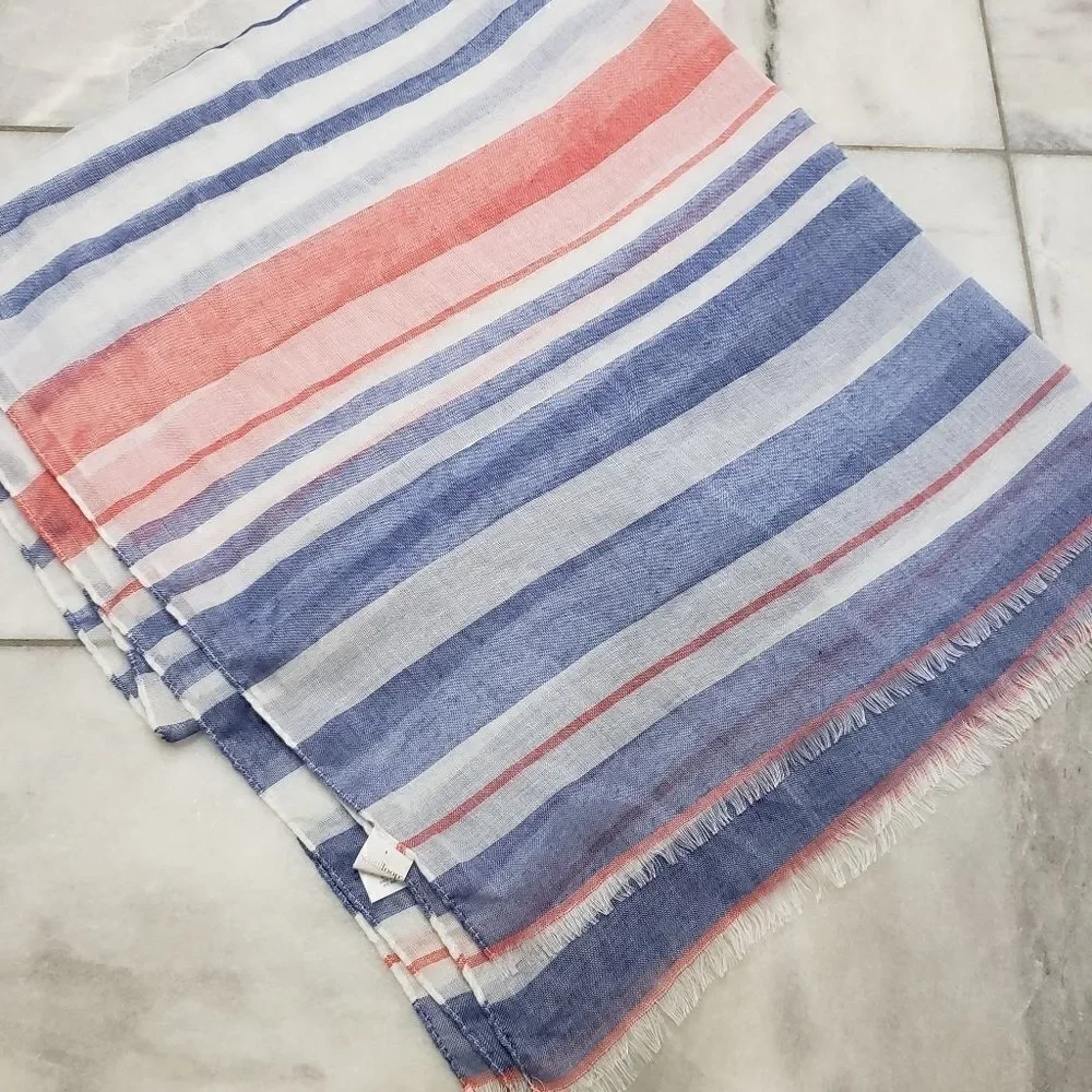 WestLoop Striped Red Blue White Sheer Scarf